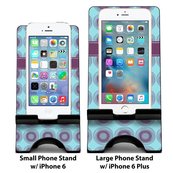 Concentric Circles Compare Phone Stand Sizes - with iPhones