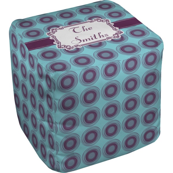 Custom Concentric Circles Cube Pouf Ottoman - 18" (Personalized)