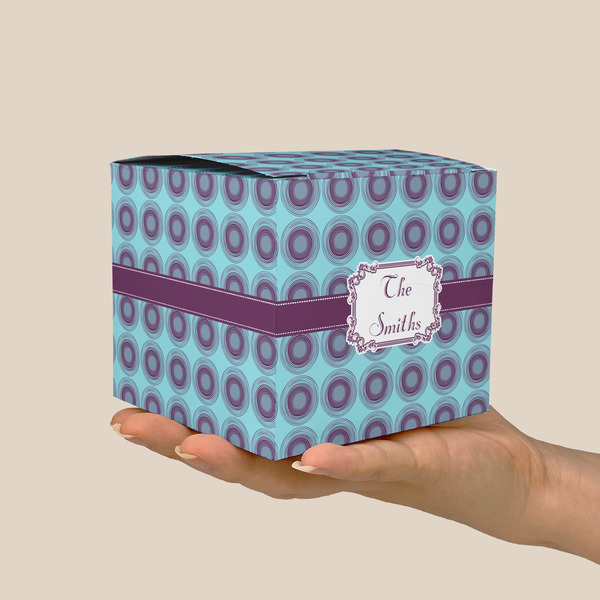 Concentric Circles Cube Favor Gift Box - On Hand - Scale View