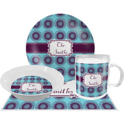 Concentric Circles Dinner Set - Single 4 Pc Setting w/ Name or Text