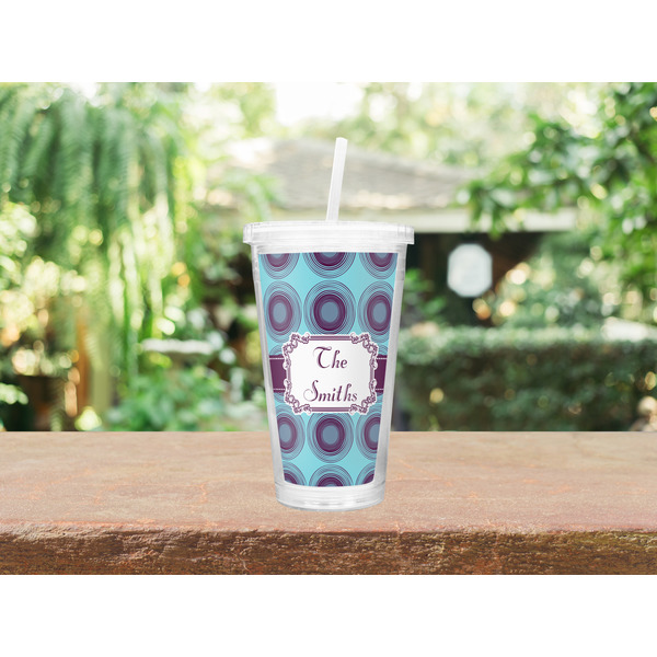 Concentric Circles Double Wall Tumbler with Straw Lifestyle