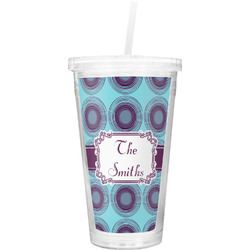 Concentric Circles Double Wall Tumbler with Straw (Personalized)