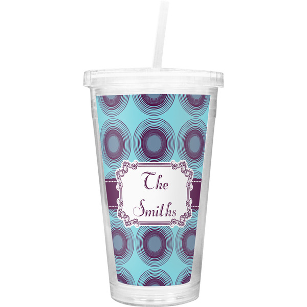 Custom Concentric Circles Double Wall Tumbler with Straw (Personalized)