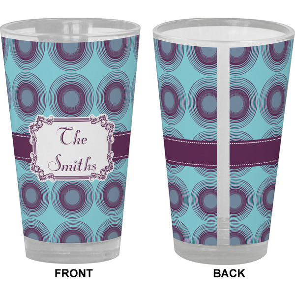 Concentric Circles Pint Glass - Full Color - Front & Back Views