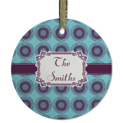 Concentric Circles Flat Glass Ornament - Round w/ Name or Text