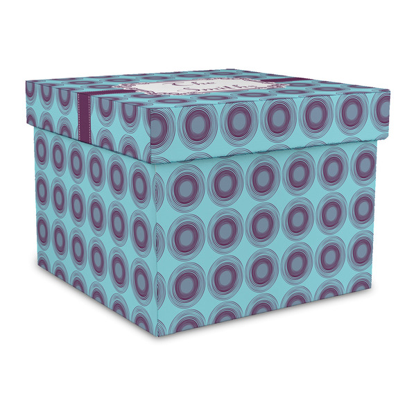 Custom Concentric Circles Gift Box with Lid - Canvas Wrapped - Large (Personalized)