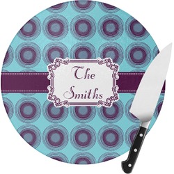 Concentric Circles Round Glass Cutting Board - Medium (Personalized)