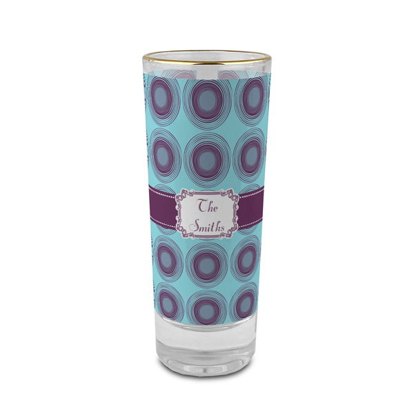 Custom Concentric Circles 2 oz Shot Glass - Glass with Gold Rim (Personalized)