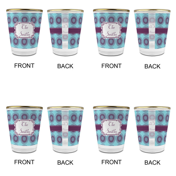 Concentric Circles Glass Shot Glass - with gold rim - Set of 4 - APPROVAL