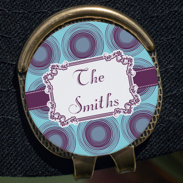 Concentric Circles Golf Ball Marker Hat Clip - Gold - Close Up