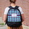 Concentric Circles Large Backpack - Black - On Back