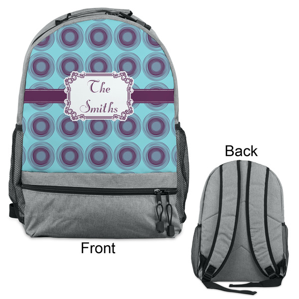 Concentric Circles Large Backpack - Gray - Front & Back View