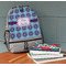 Concentric Circles Large Backpack - Gray - On Desk