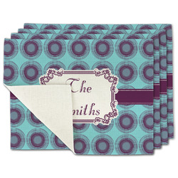 Concentric Circles Single-Sided Linen Placemat - Set of 4 w/ Name or Text