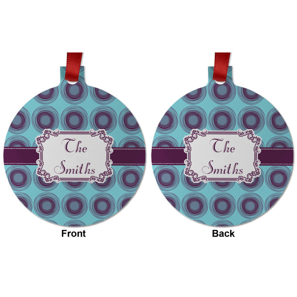 Concentric Circles Metal Ball Ornament - Front and Back