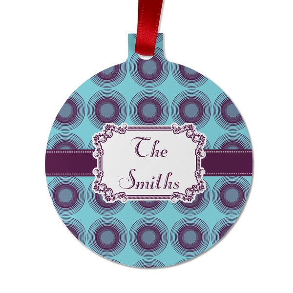 Custom Concentric Circles Metal Ball Ornament - Double Sided w/ Name or Text