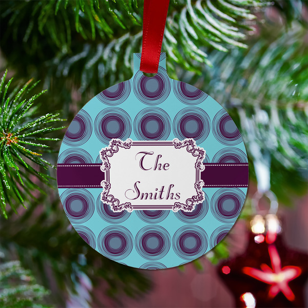 Concentric Circles Metal Ball Ornament - Lifestyle