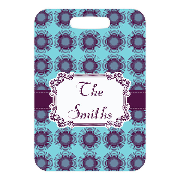 Concentric Circles Metal Luggage Tag - Front Without Strap