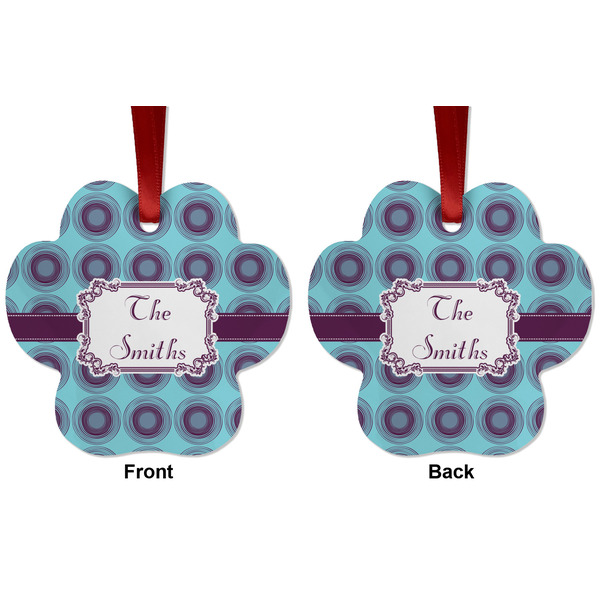 Concentric Circles Metal Paw Ornament - Front and Back