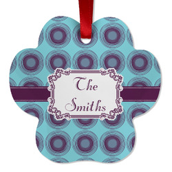Concentric Circles Metal Paw Ornament - Double Sided w/ Name or Text