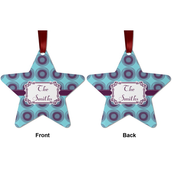 Concentric Circles Metal Star Ornament - Front and Back