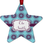 Concentric Circles Metal Star Ornament - Double Sided w/ Name or Text