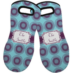 Concentric Circles Neoprene Oven Mitts - Set of 2 w/ Name or Text