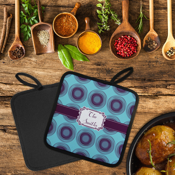 Concentric Circles Neoprene Pot Holder - Set of 2  LIFESTYLE (Flatlay)