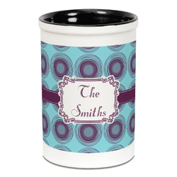Concentric Circles Ceramic Pencil Holders - Black