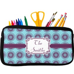 Concentric Circles Neoprene Pencil Case - Small w/ Name or Text