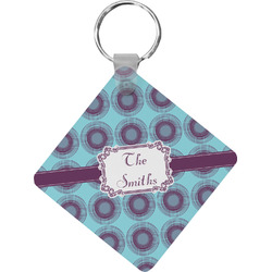 Concentric Circles Diamond Plastic Keychain w/ Name or Text