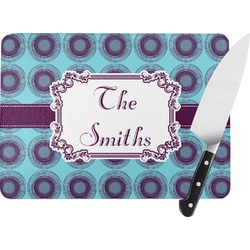 Concentric Circles Rectangular Glass Cutting Board (Personalized)