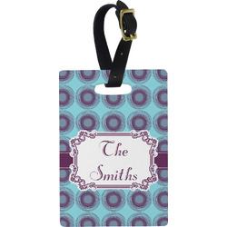 Concentric Circles Plastic Luggage Tag - Rectangular w/ Name or Text