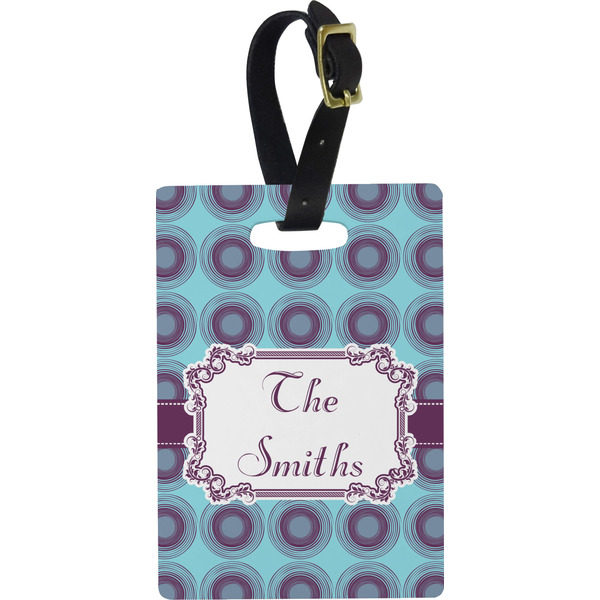 Custom Concentric Circles Plastic Luggage Tag - Rectangular w/ Name or Text