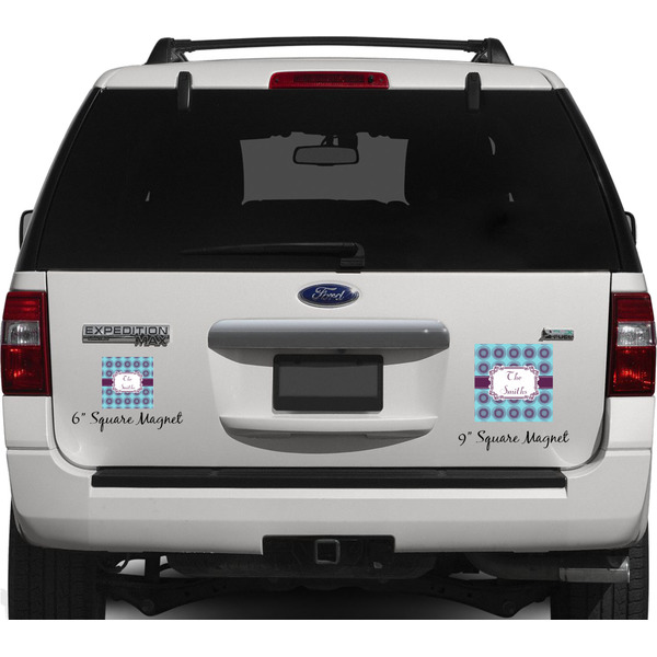 Concentric Circles Personalized Square Car Magnets on Ford Explorer