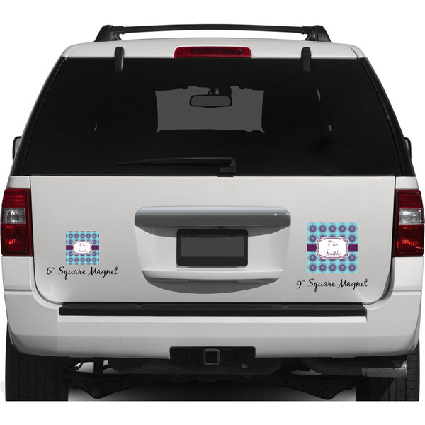 Concentric Circles Personalized Square Car Magnets on Ford Explorer