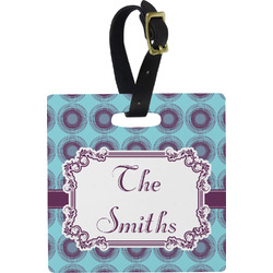 Concentric Circles Plastic Luggage Tag - Square w/ Name or Text