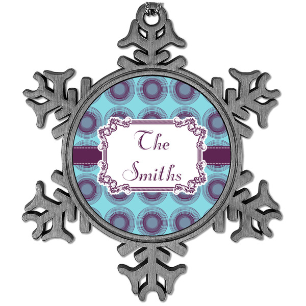 Custom Concentric Circles Vintage Snowflake Ornament (Personalized)