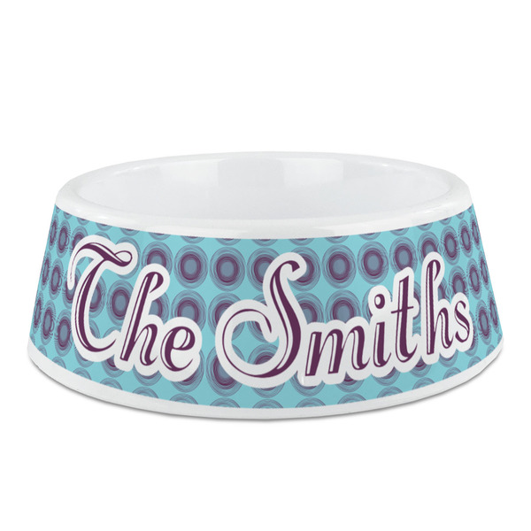 Custom Concentric Circles Plastic Dog Bowl (Personalized)
