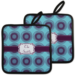 Concentric Circles Pot Holders - Set of 2 w/ Name or Text