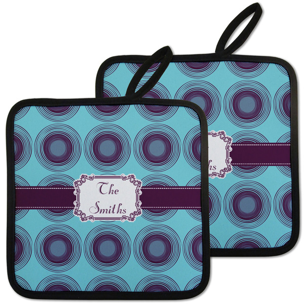Custom Concentric Circles Pot Holders - Set of 2 w/ Name or Text