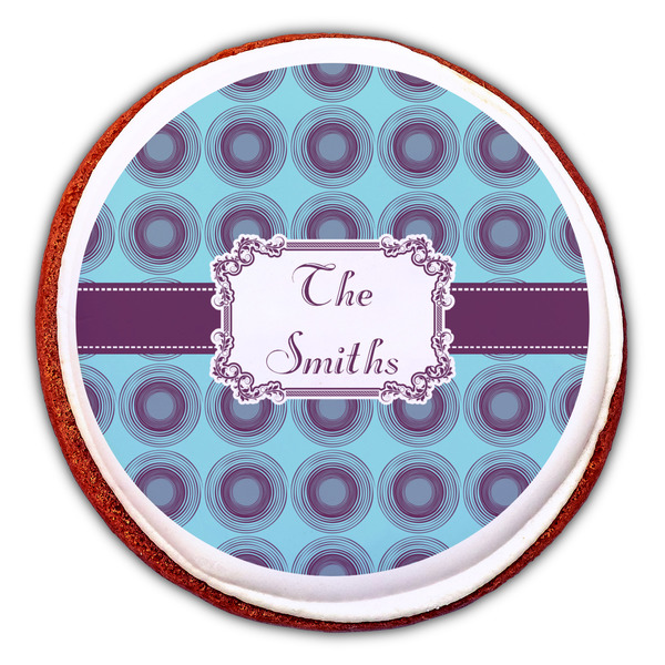 Concentric Circles Printed Icing Circle - Large - On Cookie