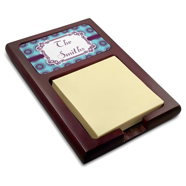 Custom Concentric Circles Red Mahogany Sticky Note Holder (Personalized)