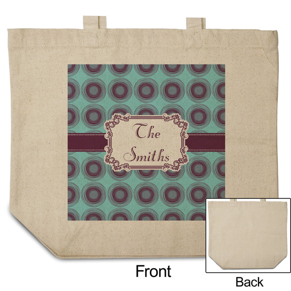 Concentric Circles Reusable Cotton Grocery Bag - Front & Back View