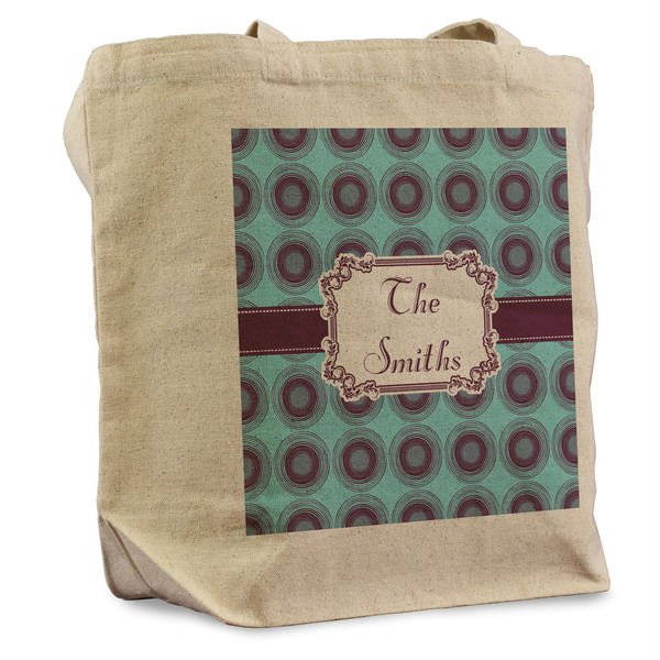 Custom Concentric Circles Reusable Cotton Grocery Bag (Personalized)