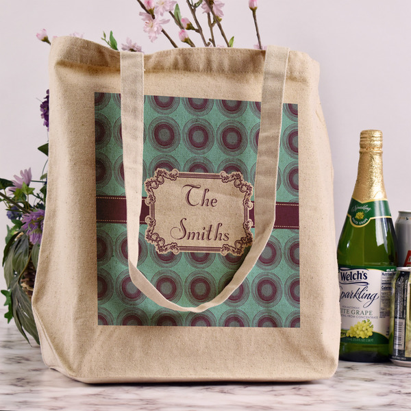 Concentric Circles Reusable Cotton Grocery Bag - In Context