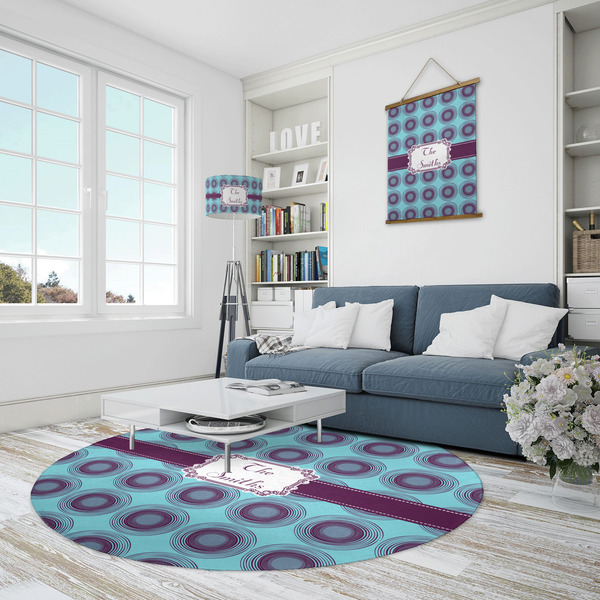 Concentric Circles Round Area Rug - IN CONTEXT