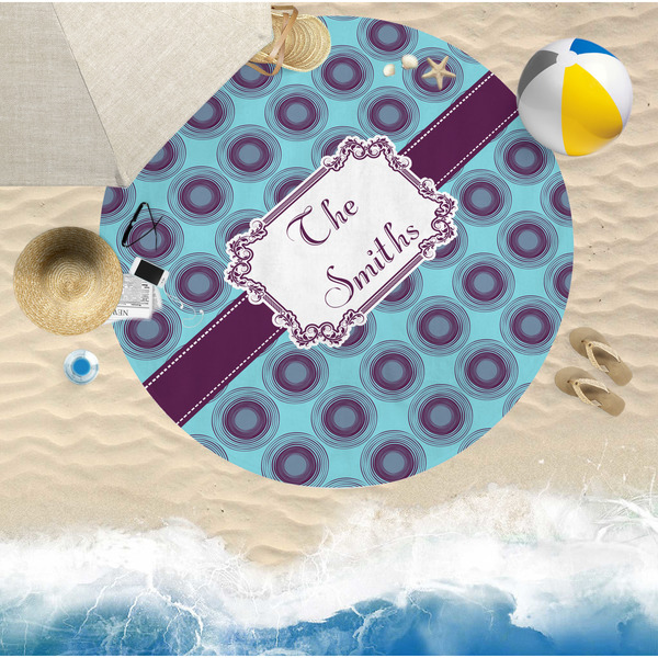 Concentric Circles Round Beach Towel Lifestyle