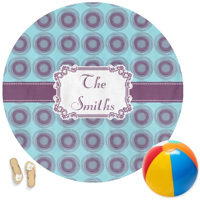 Concentric Circles Round Beach Towel (Personalized)