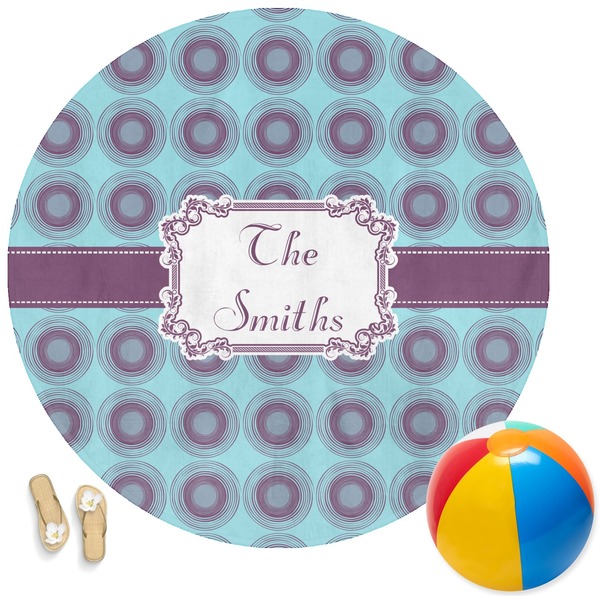 Custom Concentric Circles Round Beach Towel (Personalized)